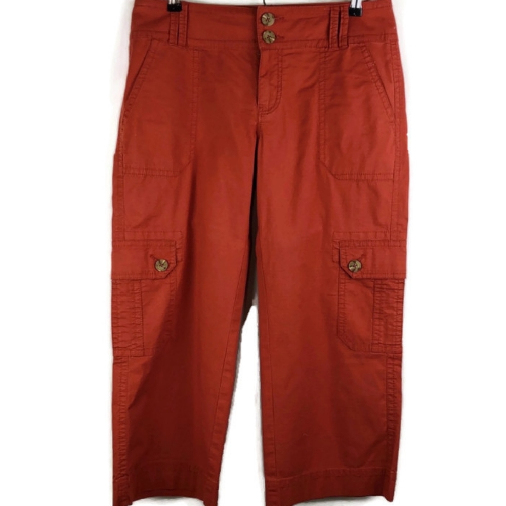 Cabi Rust Cropped Capri Relaxed Cargo Pants Sz 14